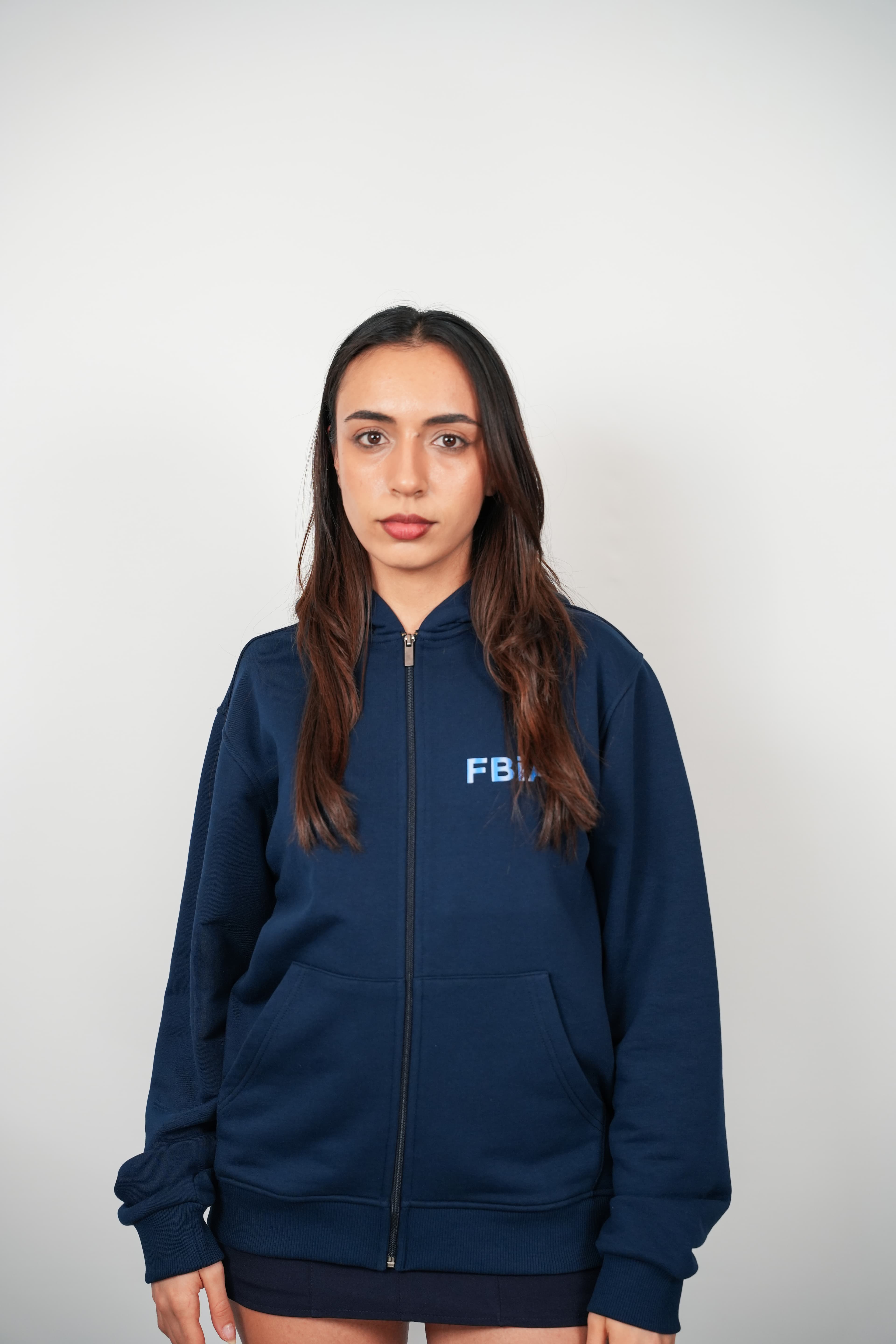 FBIAD Logolu Lacivert Fermuarlı Kapüşonlu Sweatshirt - Görsel 2
