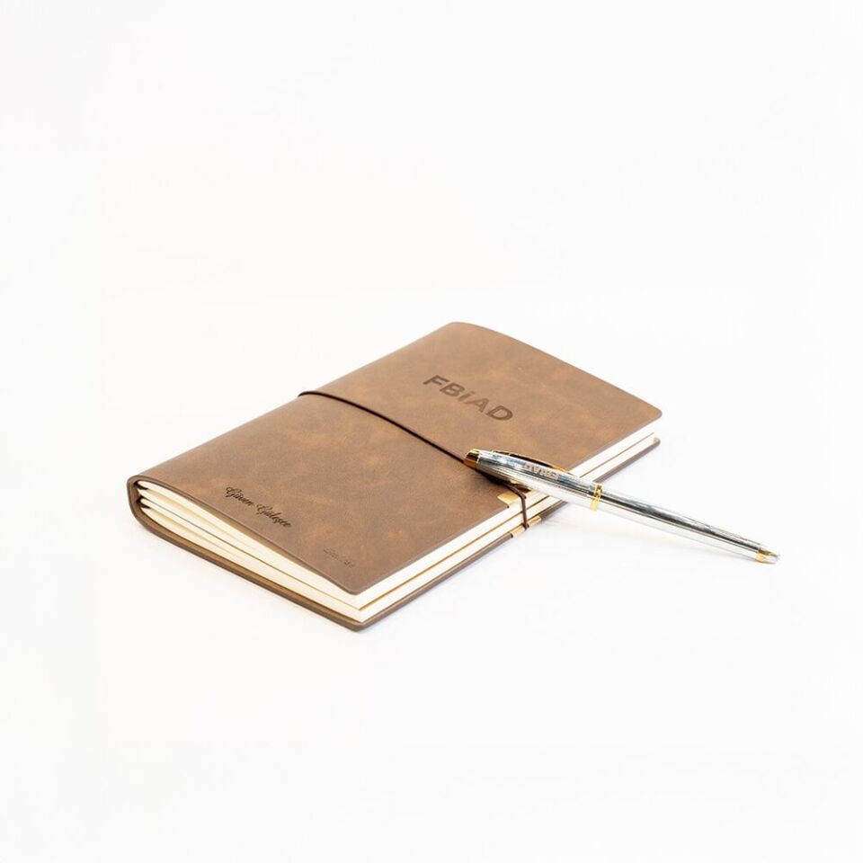 Premium Defter & Gold Roller Kalem Set